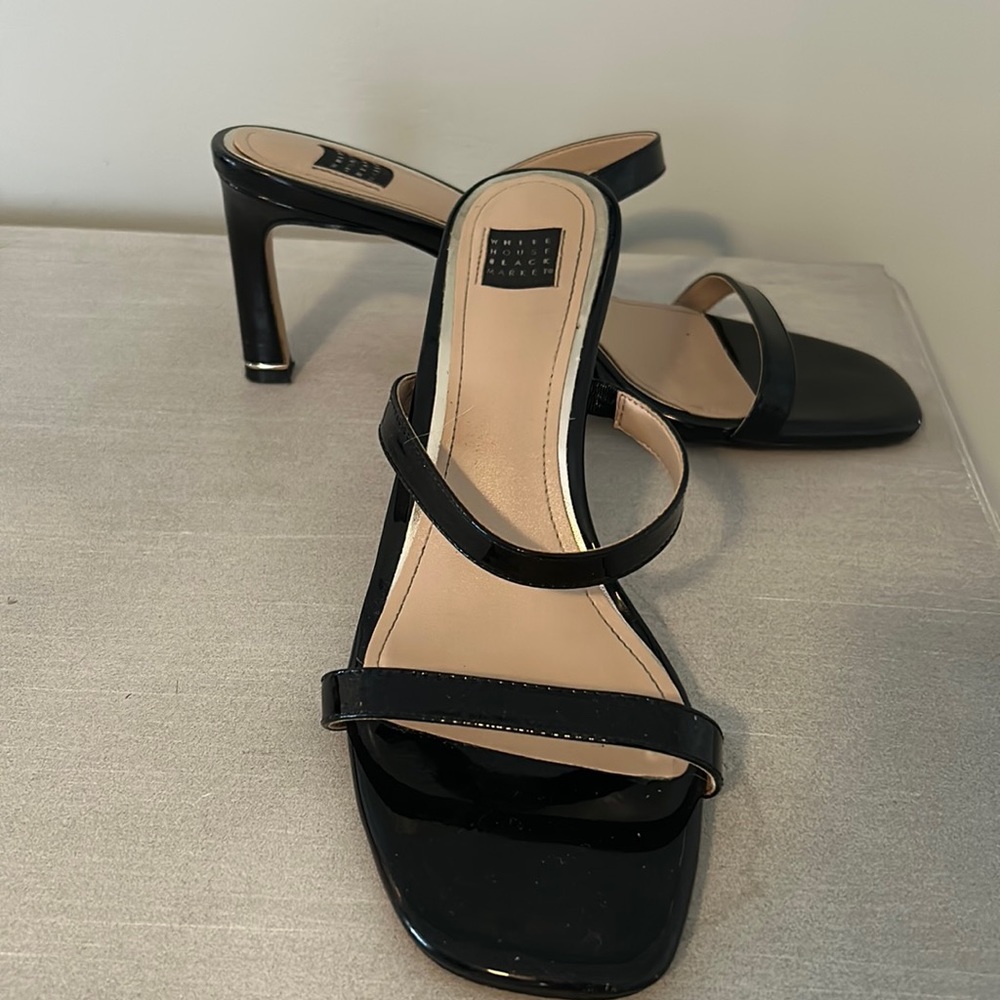 Black patent sandal heel